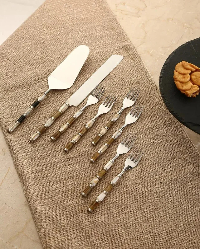 Mop Cake Knife & Servers with Forks Set