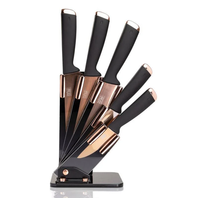 Juno 5 Piece Knife Block Set, Rose Gold