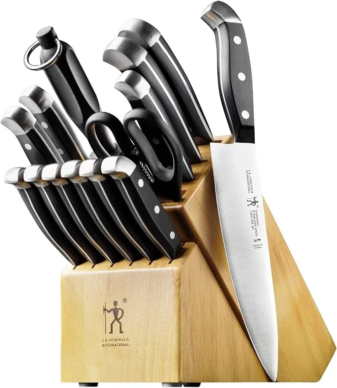 Premium 15-Piece Knife Set with Block – German Engineered, Lightweight, Dishwasher Safe