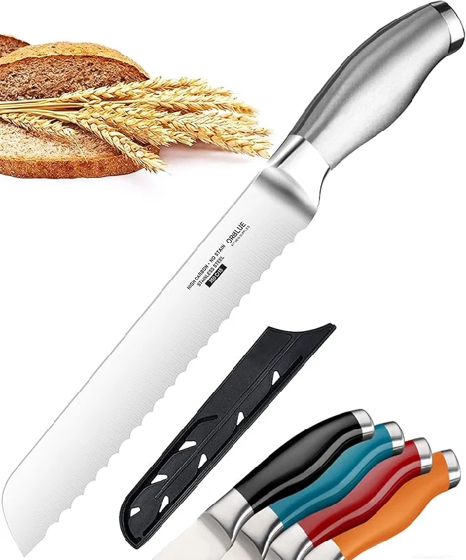 Serrated Bread Knife - 8” Stainless Steel, Razor Sharp, Ideal for Bagels & Cake