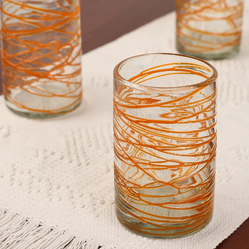 Tangerine Swirl Hand Blown Water Glass Set