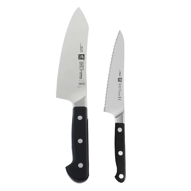 Zwilling Pro 2-pc Knife Set 7" Rocking Santoku and 5.5" Serrated Prep Knife